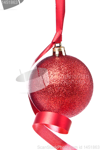 Image of christmas ball with ribbon