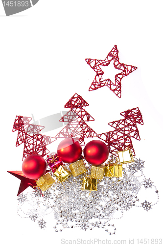 Image of christmas decoration with trees and balls