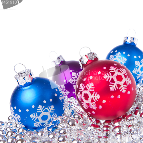 Image of christmas balls with tinsel