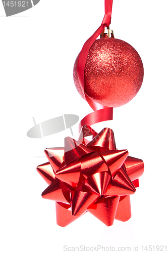Image of christmas ball with ribbon