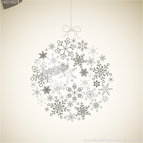 Image of Vector Christmas ball made from gray simple snowflakes 