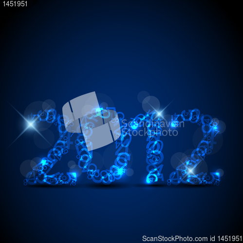 Image of Vector blue New Year card 2012