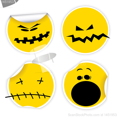 Image of Set of Halloween yellow smiles labels