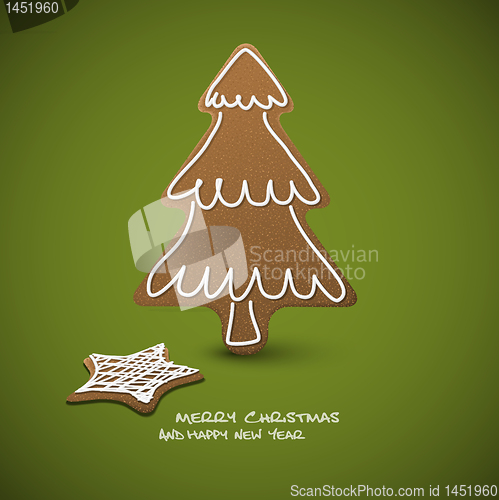 Image of Vector Christmas card - gingerbreads with white icing