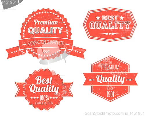 Image of Old red retro vintage grunge labels