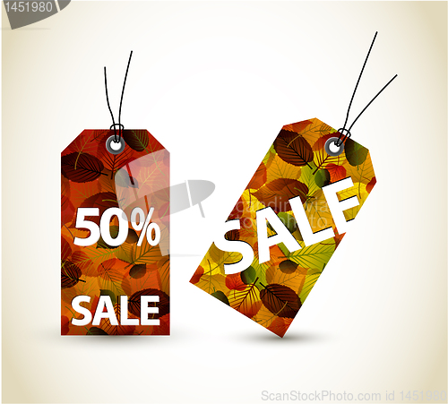 Image of Set of vector autumn sale tags