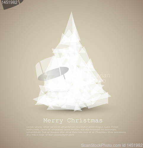 Image of Vector modern card with abstract white christmas tree