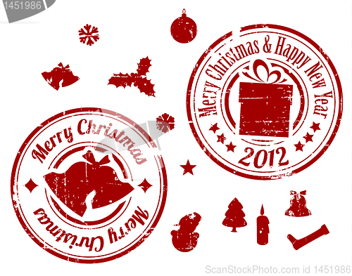 Image of Red Christmas Vector stamps