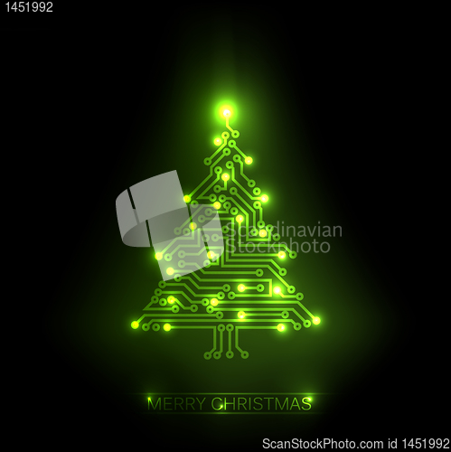 Image of Vector christmas tree from digital circuit