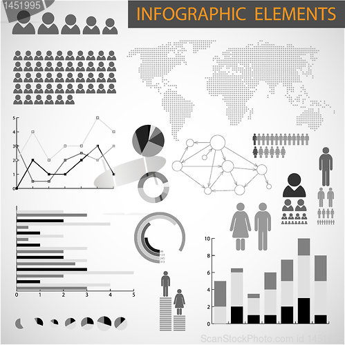 Image of Vector Black and white set of Infographic elements