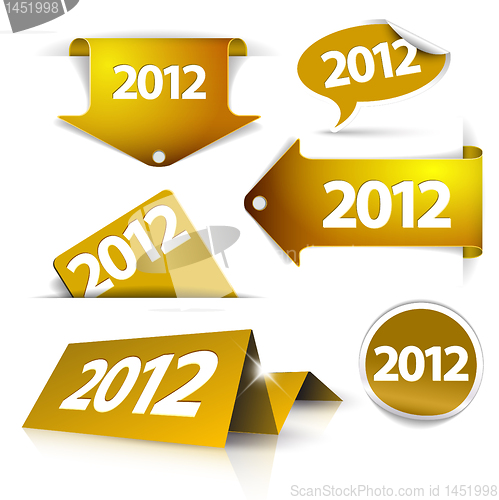 Image of Vector golden 2012 Labels, stickers, pointers, tags