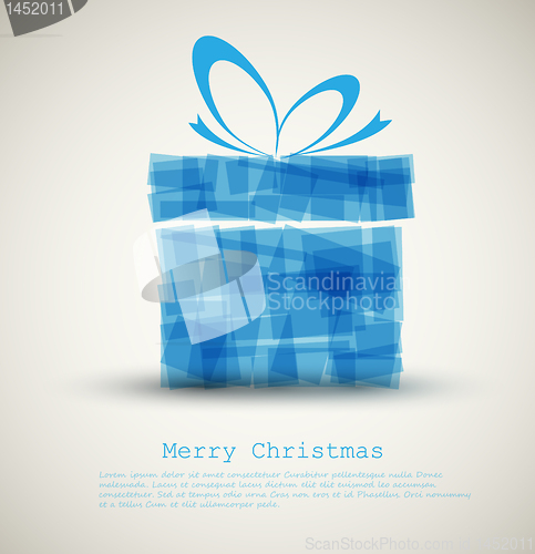 Image of Simple Christmas card with a blue gift