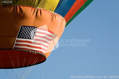 Image of hot air balloon with flag