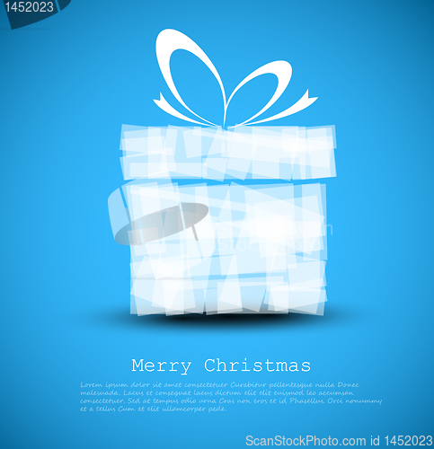 Image of Simple blue Christmas card with a gift