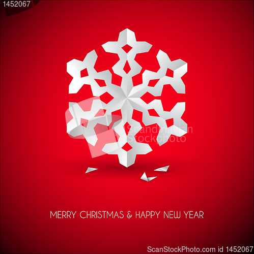 Image of Vector white paper christmas snowflake