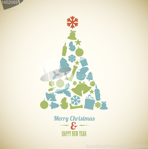 Image of Vintage Vector christmas tree