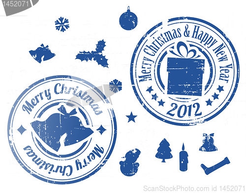 Image of Blue Christmas Vector stamps