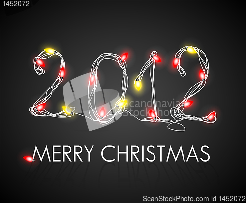 Image of Vector Christmas background with red and yellow lights