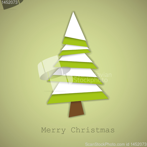 Image of Simple vector christmas tree made from green and white paper