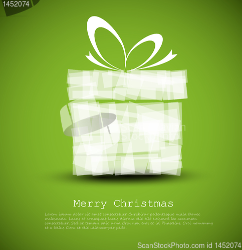 Image of Simple green Christmas card with a gift