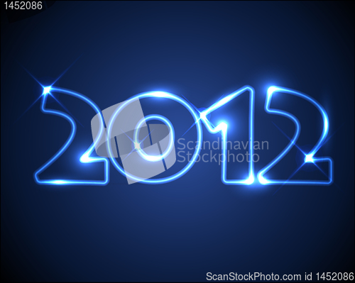 Image of Blue vector neon New Year card 2012