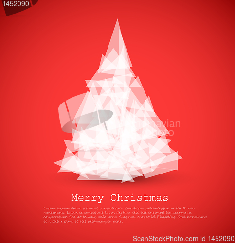 Image of Vector modern card with abstract white christmas tree