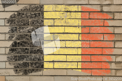 Image of flag of Belgium on grunge brick wall painted with chalk  