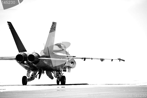 Image of F18 taxiing bw