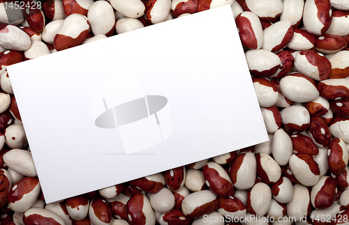 Image of Haricot beans background with empty price card