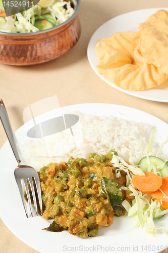 Image of Vegetable korma and salad vertical