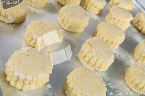 Image of Raw scones on a baking tray