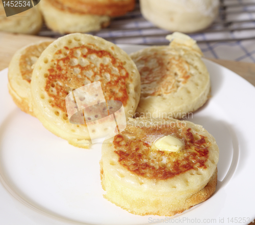 Image of Buttered English crumpets