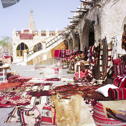 Image of Textiles in Qatari souq