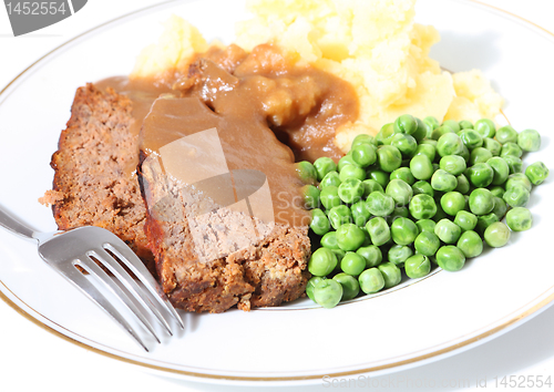 Image of Meatloaf peas potato and gravy