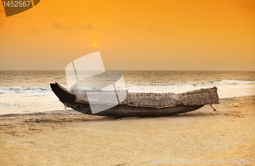 Image of Kerala sunset with boat