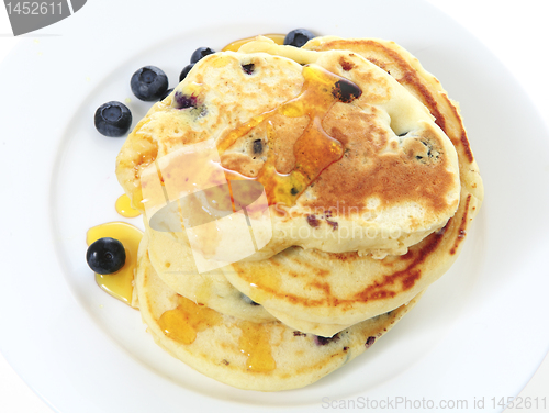 Image of Blueberry pancakes high angle