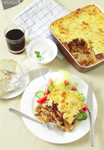 Image of Pastitsio taverna meal from above