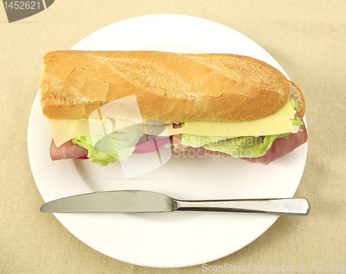 Image of Ham and cheese baguette
