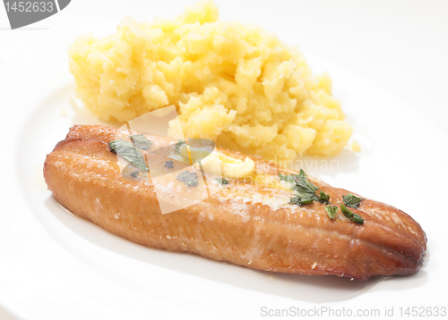 Image of Grilled kipper and mashed potato