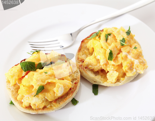 Image of Muffin and scrambled egg horizontal