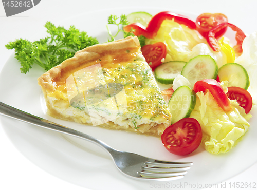 Image of Cheese quiche horizontal with salad