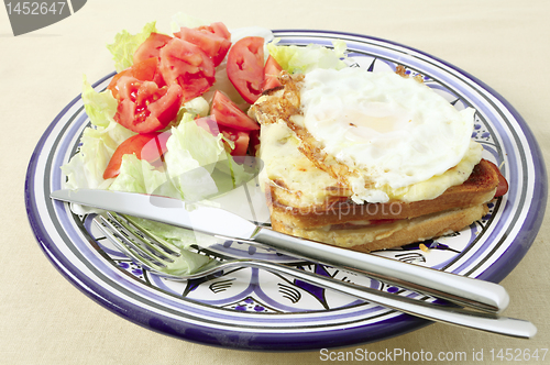 Image of croque madame plate with fried egg
