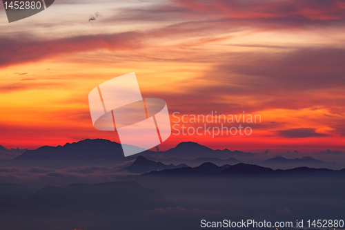 Image of sunset in the mountains 