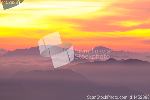 Image of sunset in the mountains 