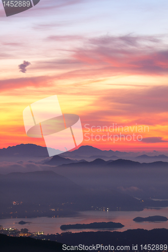 Image of sunset in the mountains 