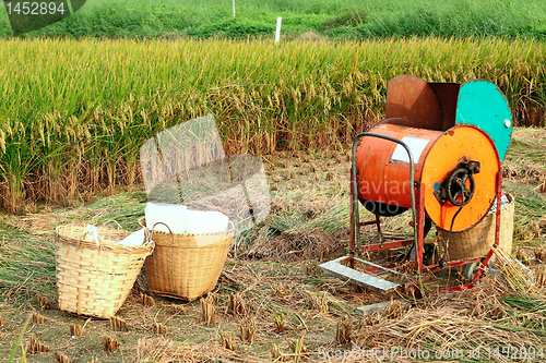 Image of Vintage rice wood machine 