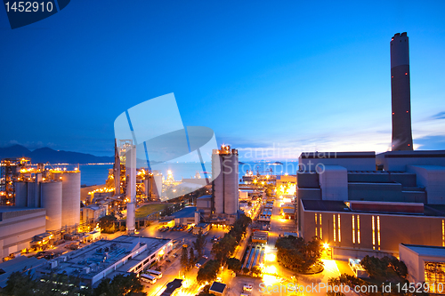 Image of coal power station and night blue sky 