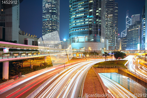 Image of traffic night in downtown area