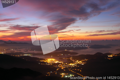 Image of sunset in the mountains 