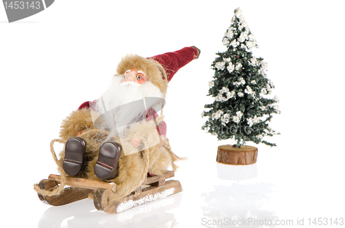 Image of Miniature of Santa Claus on sleigh